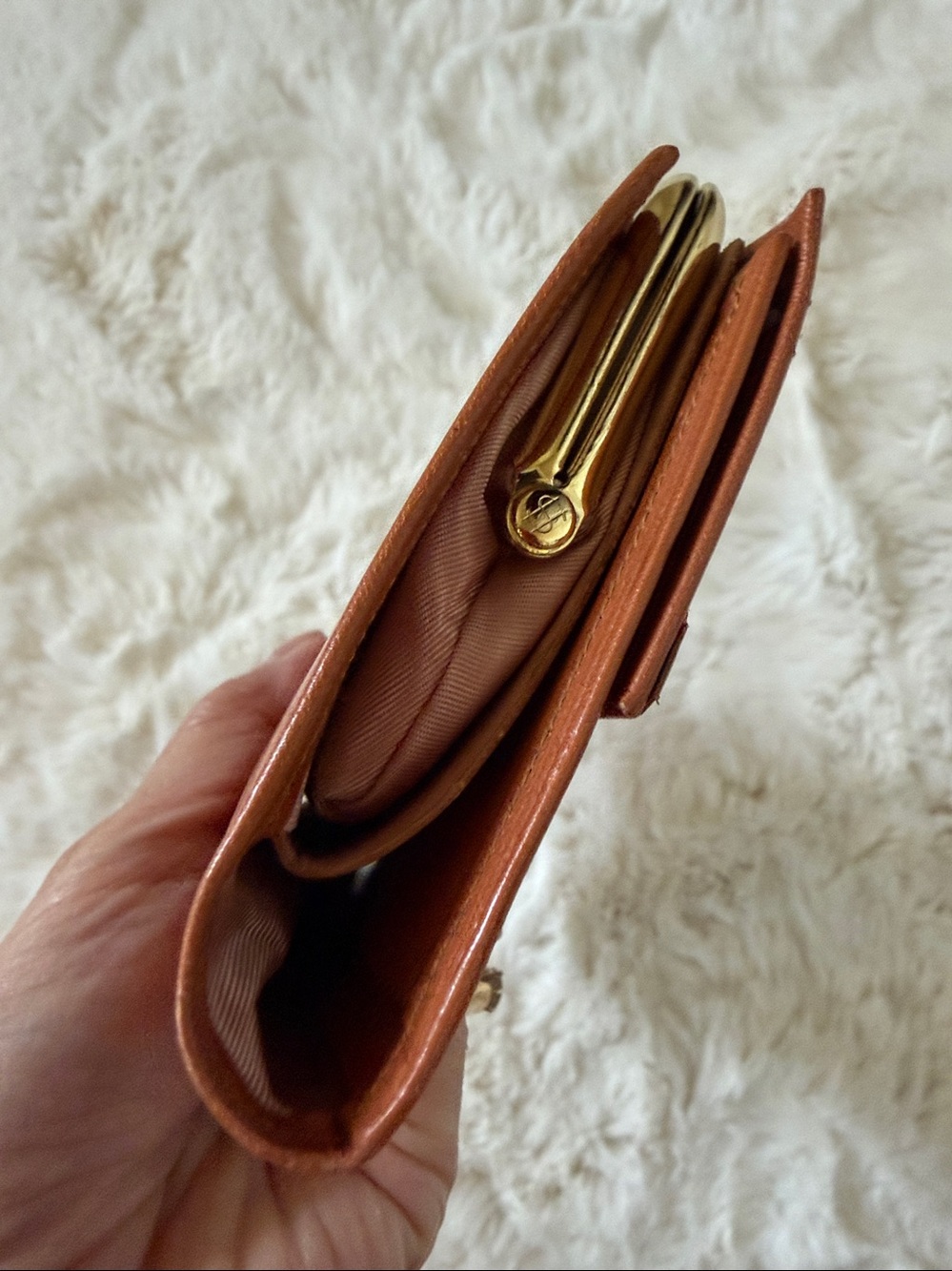 Vintage Princess Gardner Saddle Cowhide Leather Kiss Lock Clutch Wallet NOS New - Picture 10 of 10